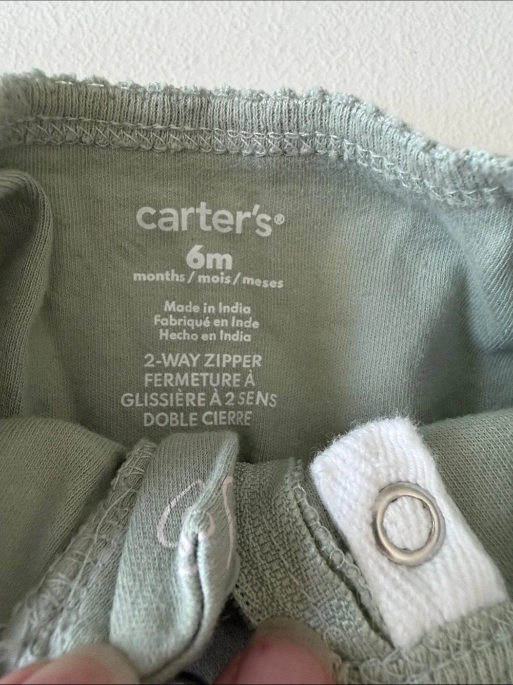 Carter's - Sage Green Heart Print Footies w/ Bee Feet
